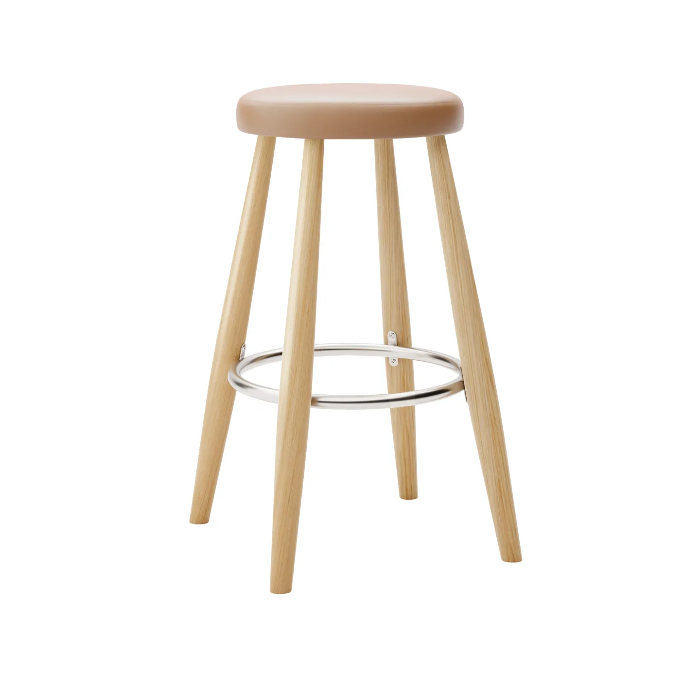 Carl Hansen - CH58 Low Stool, Klarlackad Ek, Lädergrupp C Sif - 95 - Barstolar - Hans J. Wegner - Träfärgad - Läder/Metall/Trä