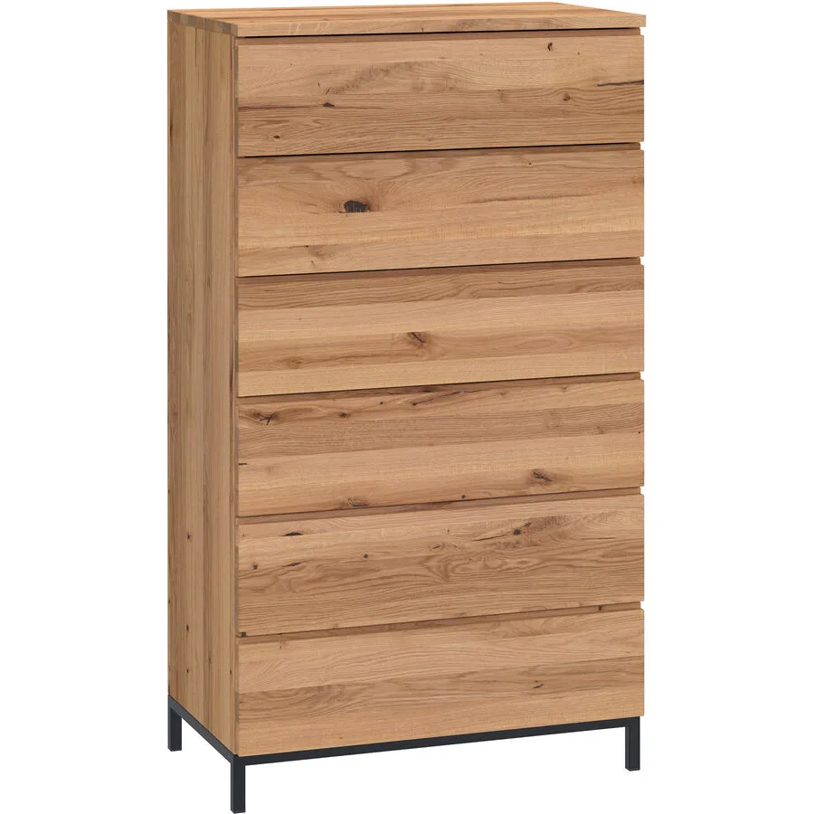Kommode Holz Werk Natur, Schwarz Holz, Metall Massivholz B 70 H 127 cm