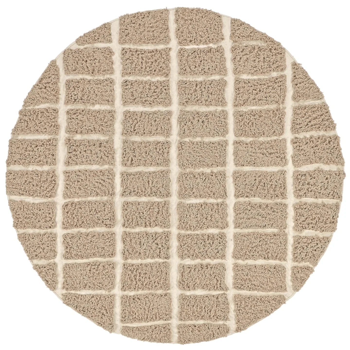 Rundt teppe - Zola Natural Cotton Shaggy (beige) (Størrelse: Ø 200 cm)