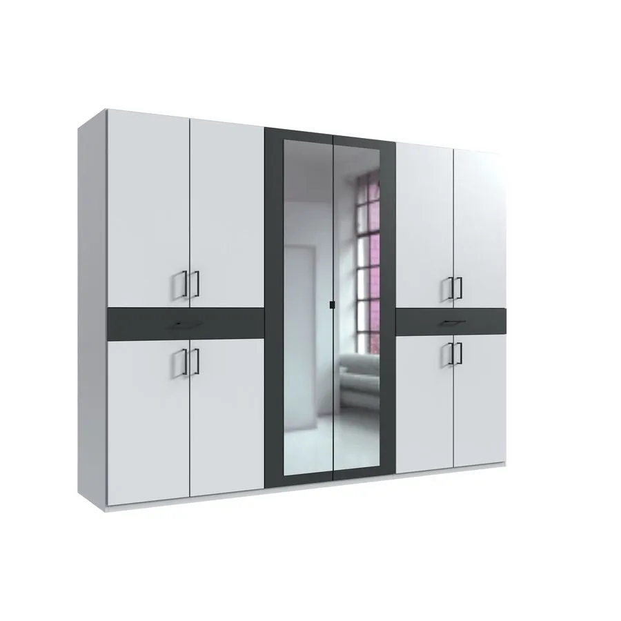 Kleiderschrank Tiby Weiss/graphit Holzwerkstoff B 270 cm