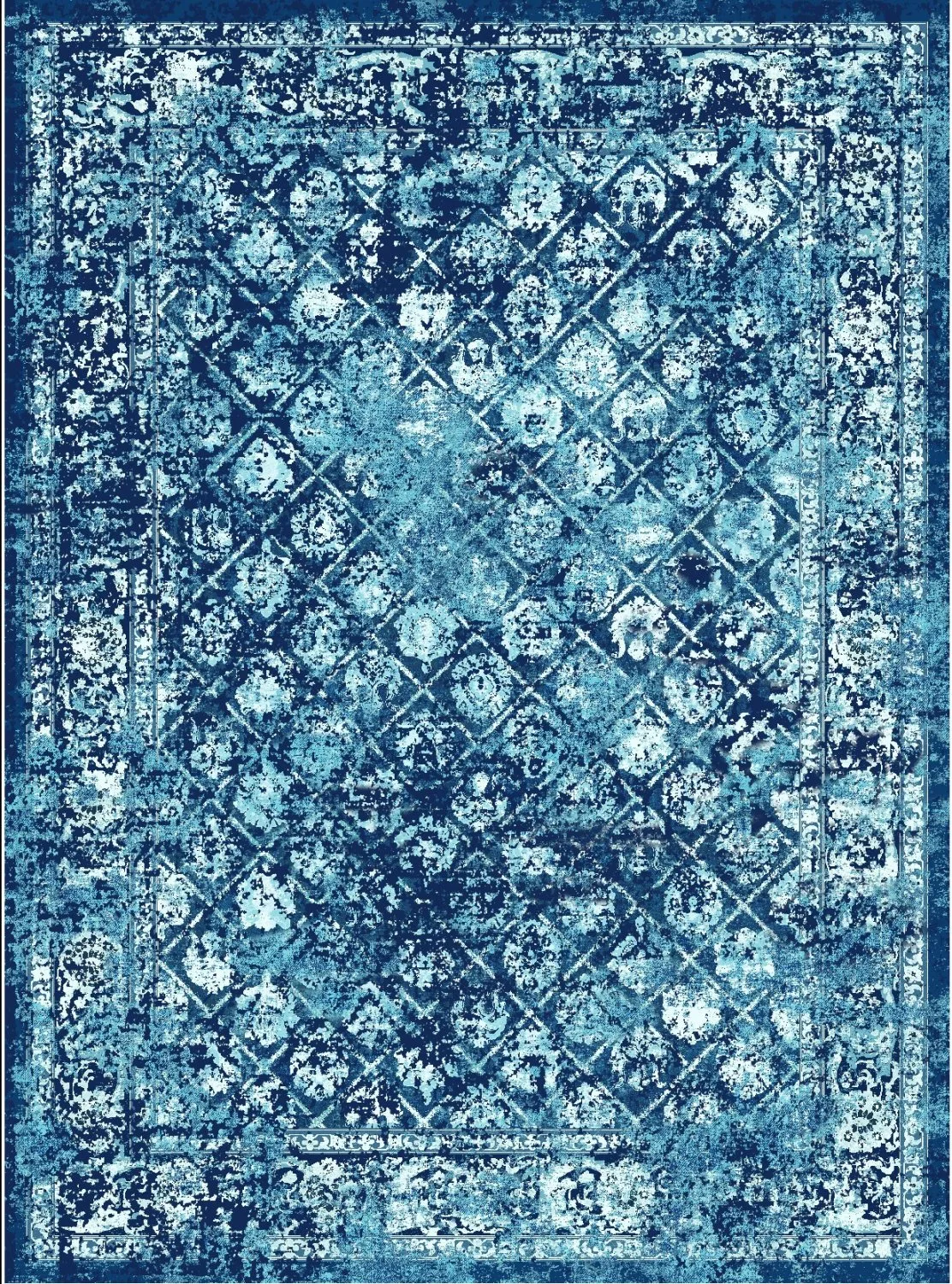 Wilton-teppe - Douz (blå) (Størrelse: 200 x 280 cm)