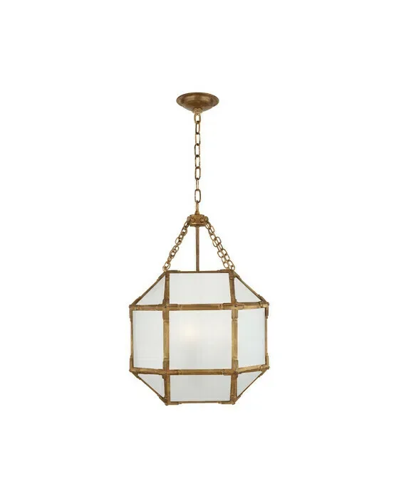 Morris Lantern Gilded Iron/Frosted Glass Small