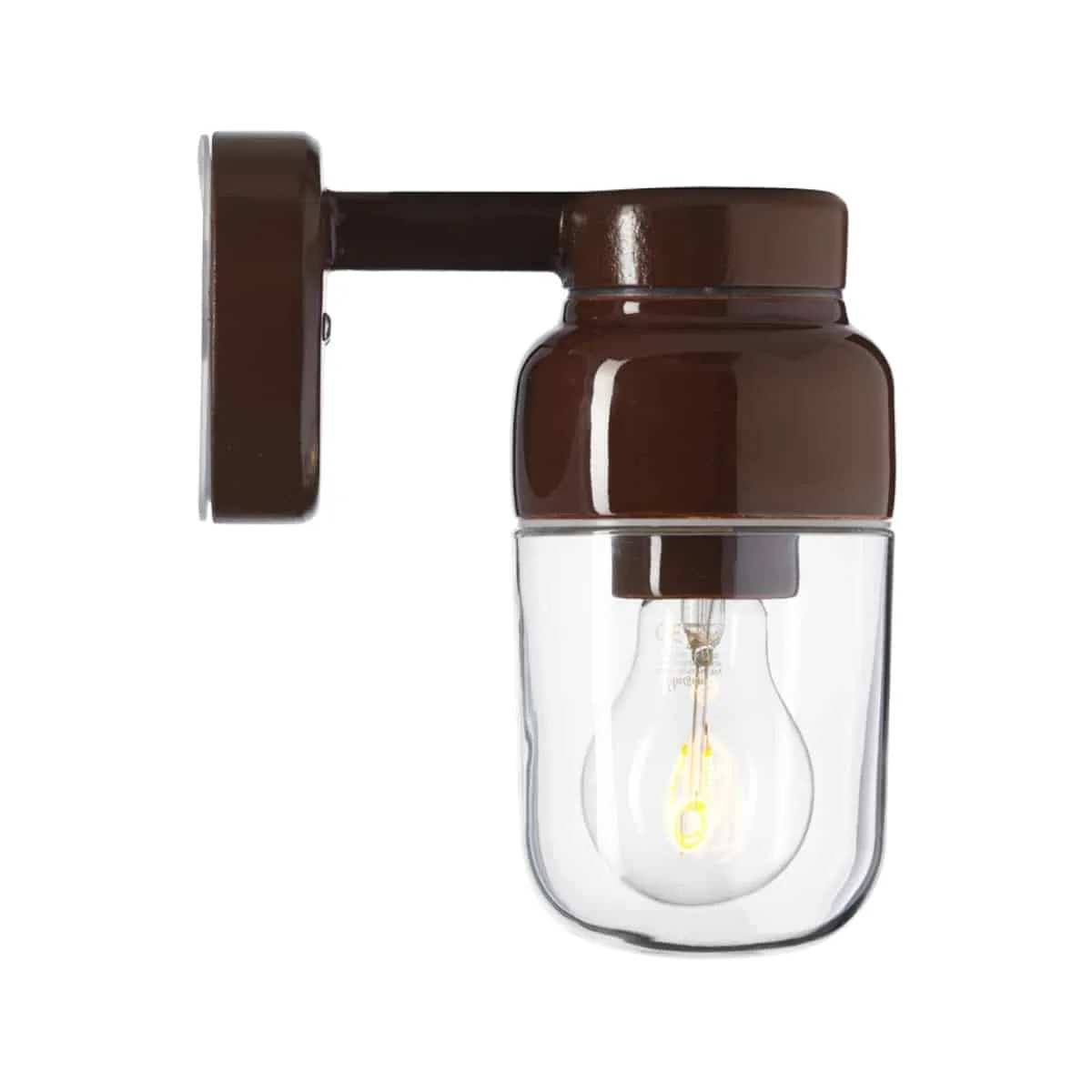 Ohm Wall 100/210 Vägglampa Brun med klarglas