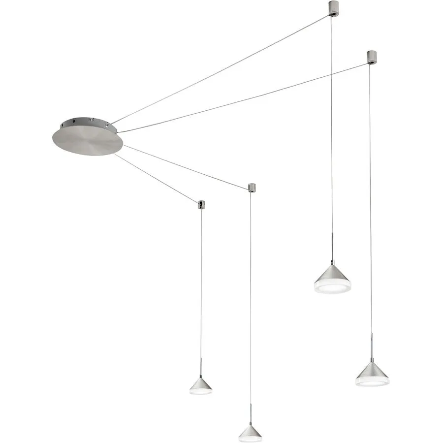 Pendellampe Devin Grau Metall 700 cm 350 cm - Farbe: Nickel sat./chrom/Alu - LED - Lichtfarbe: Warmweiss - LED Energiesparlampen