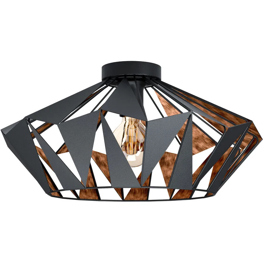 Eglo Deckenlampe Carlton 6 Kupfer/Schwarz Stahl 47 cm 23.5 cm - Farbe: schwarz/kupfer
