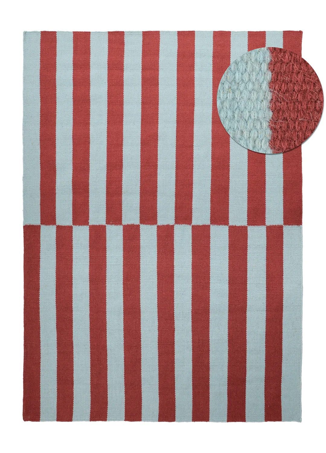 Ullteppe - Peniche (lyseblå/rød) (Størrelse: 80 x 150 cm)