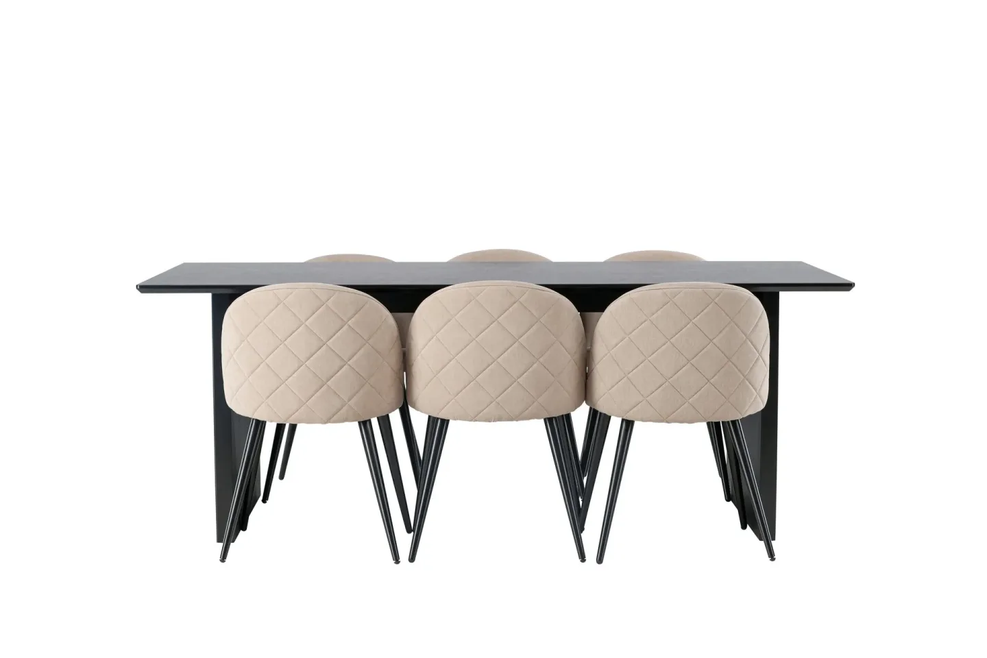 Vail Matgrupp 200 cm Rektangulär med 6 Velvet stolar - Beige