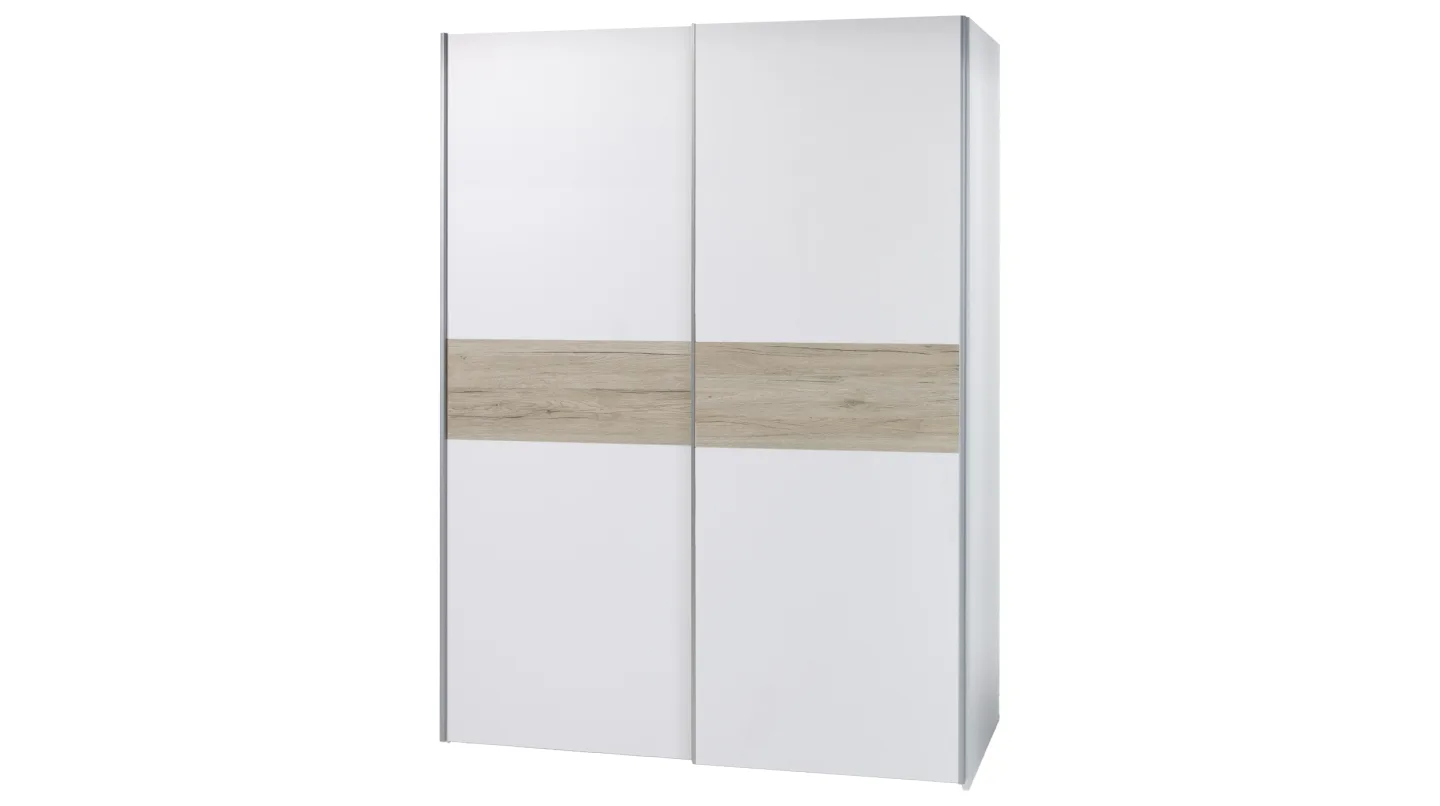 Schwebetürenschrank San Remo Eiche - weiß 170 cm - TIME
