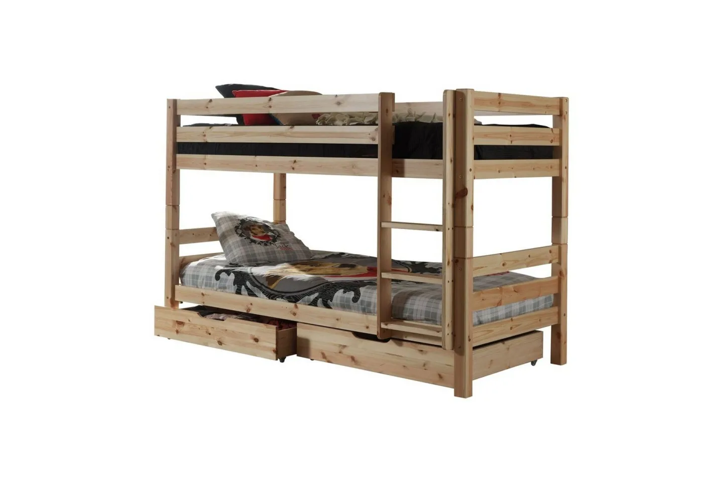 Våningssäng Pino Set med 2 Lådor Naturlig, 140 cm - Naturlig, 140 cm