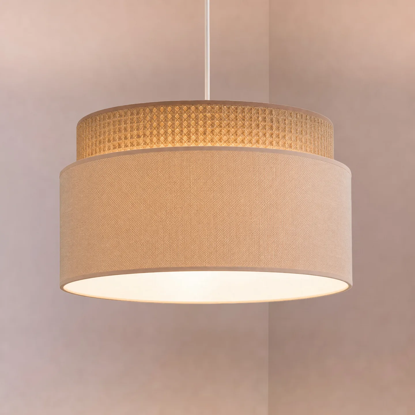 Milano Hängelampe, kaffeebraun/beige, Ø45cm, Textil - Duolla - Wohnzimmer - Junges Wohnen - Stoff / Textil - Einflammig