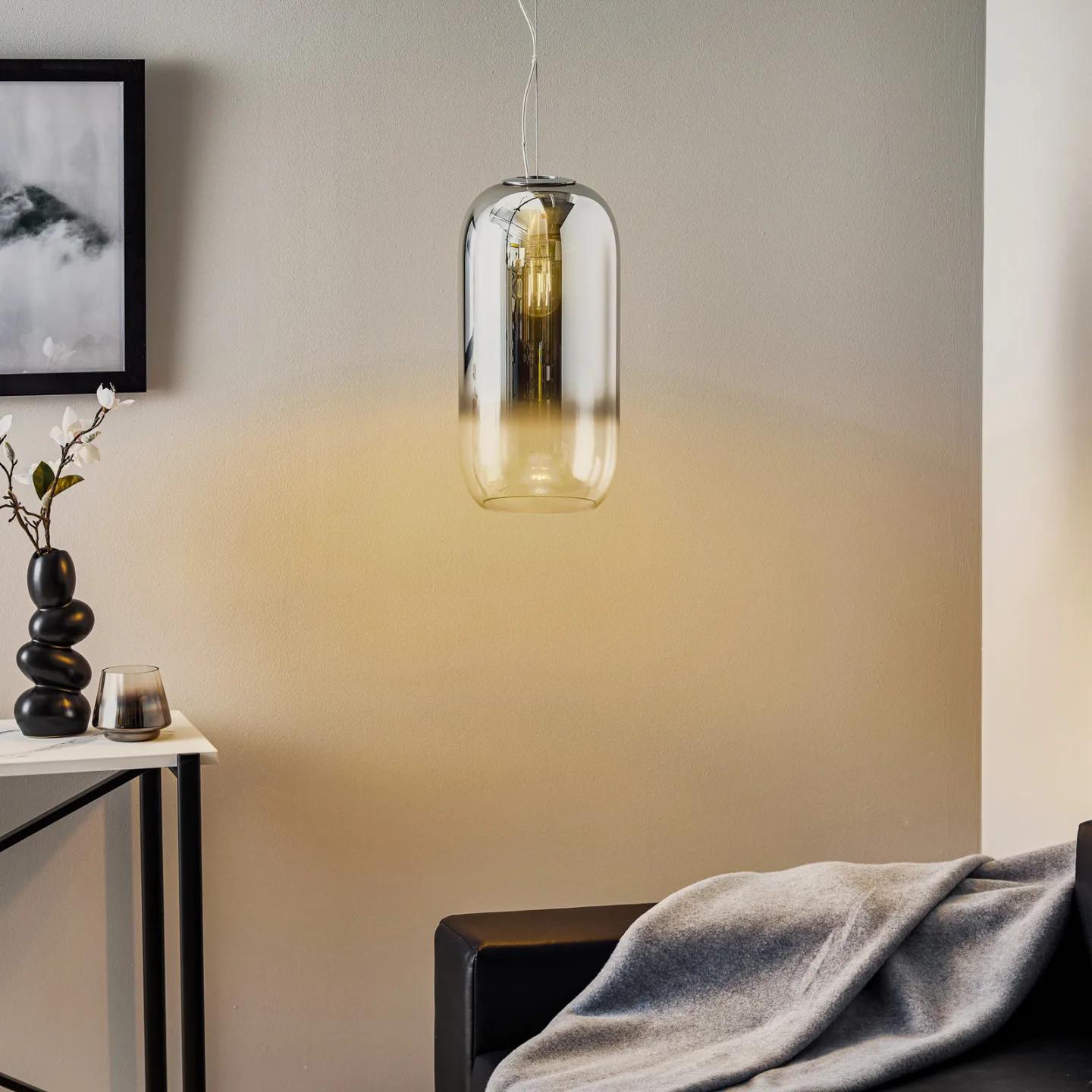 Gople Pendel Silver - Artemide - Stue - Design - Glas - Med én lyskilde
