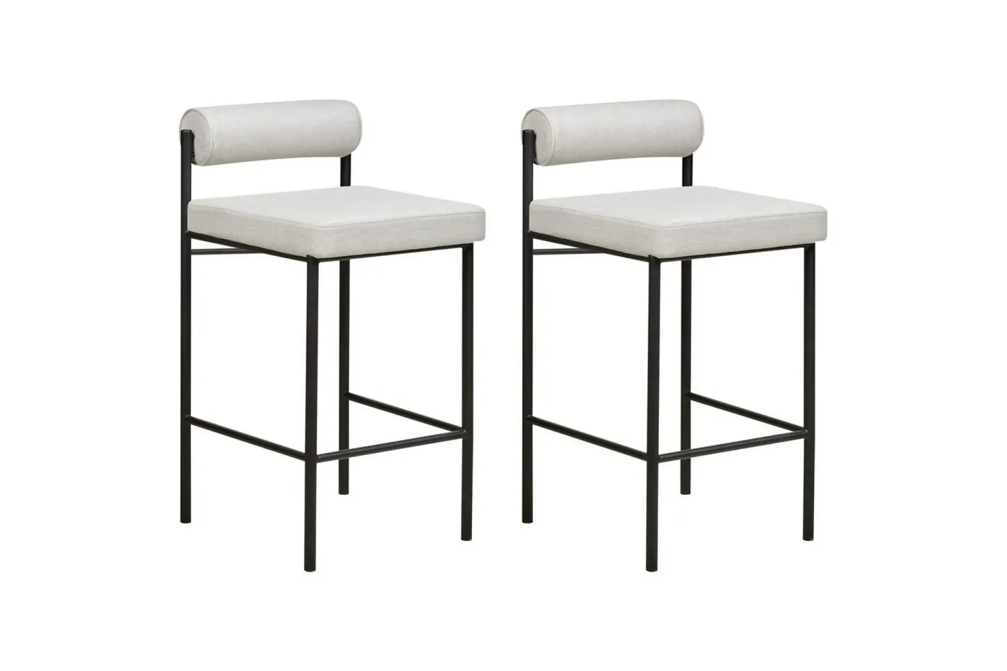 Barstol Amaya set om 2 Ljusgrå-Svart, Polyester - Ljusgrå-Svart, Polyester