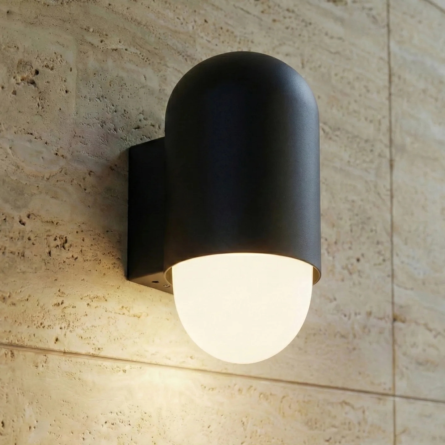 Pilva utomhusvägglampa, IP44, E27, metall, svart – Lindby - Balkong - Modern - Aluminium - Med en ljuskälla