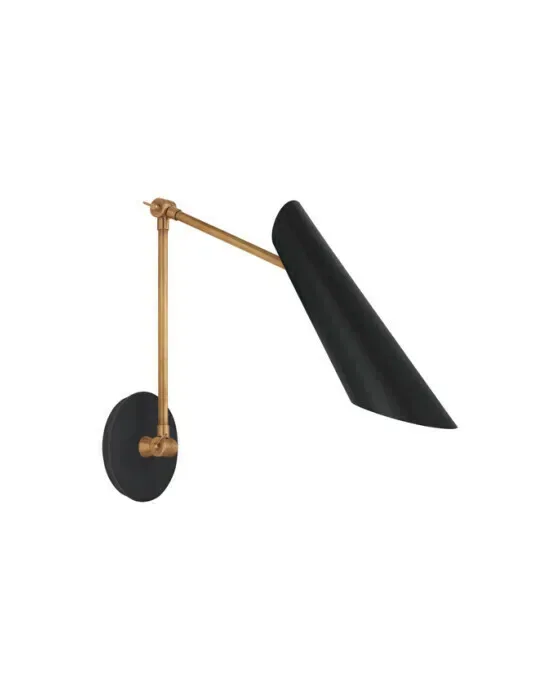 Franca Double Library Wall Light Antique Brass/Black Shade