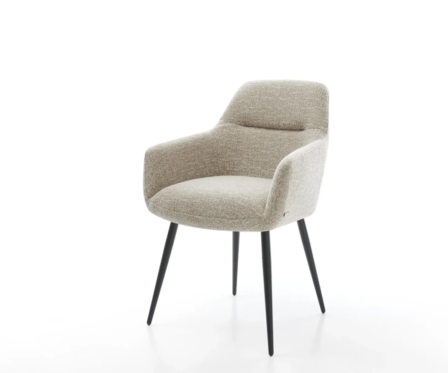 Esszimmerstuhl Pejo-Flex Webstoff Soft Beige 4-Fuß konisch Schwarz Taschenfederkern