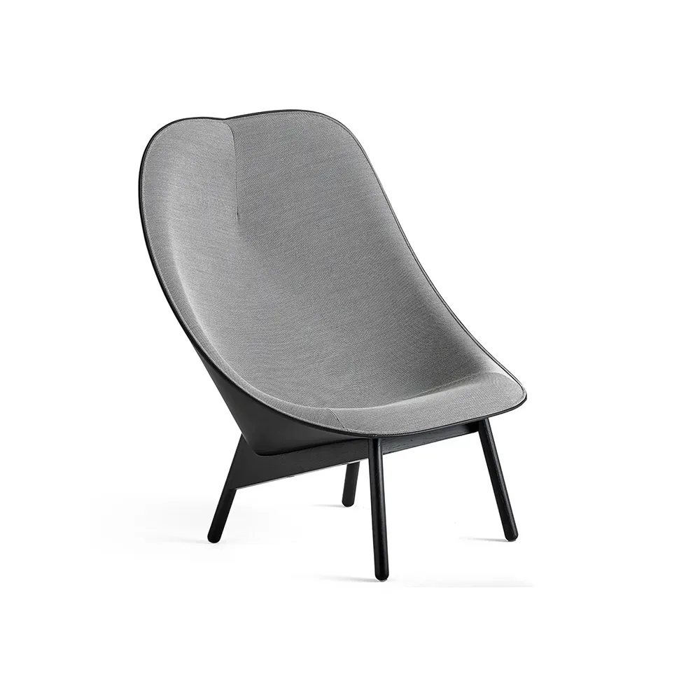 HAY Uchiwa Loungefauteuil Black/white-schwarz Eiche-schwarz Leder