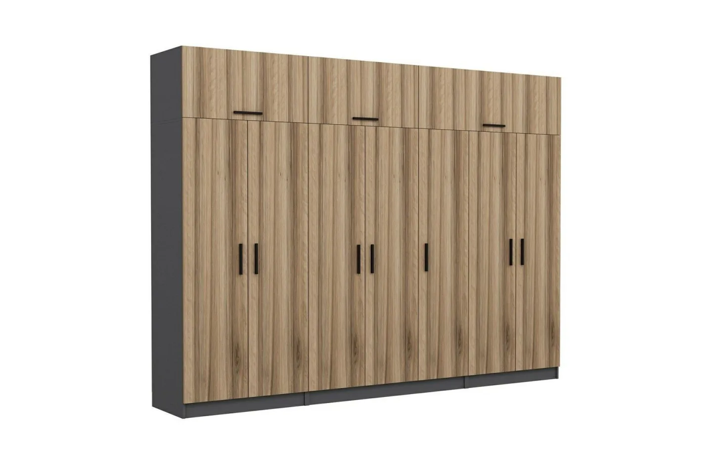 Fruitland Garderob 315x235 cm - Valnöt/Antracit