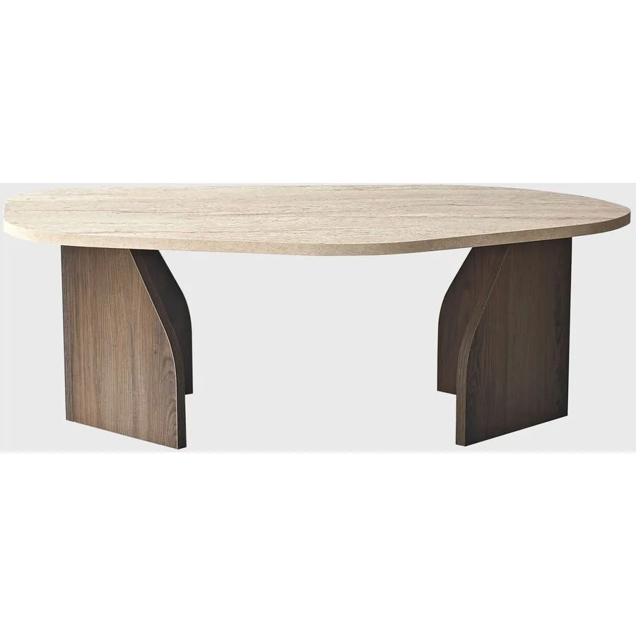 Salontisch Georis Travertin, Nussbaum 100% Melaminbeschichtete Kiefer B 100 T 60 cm