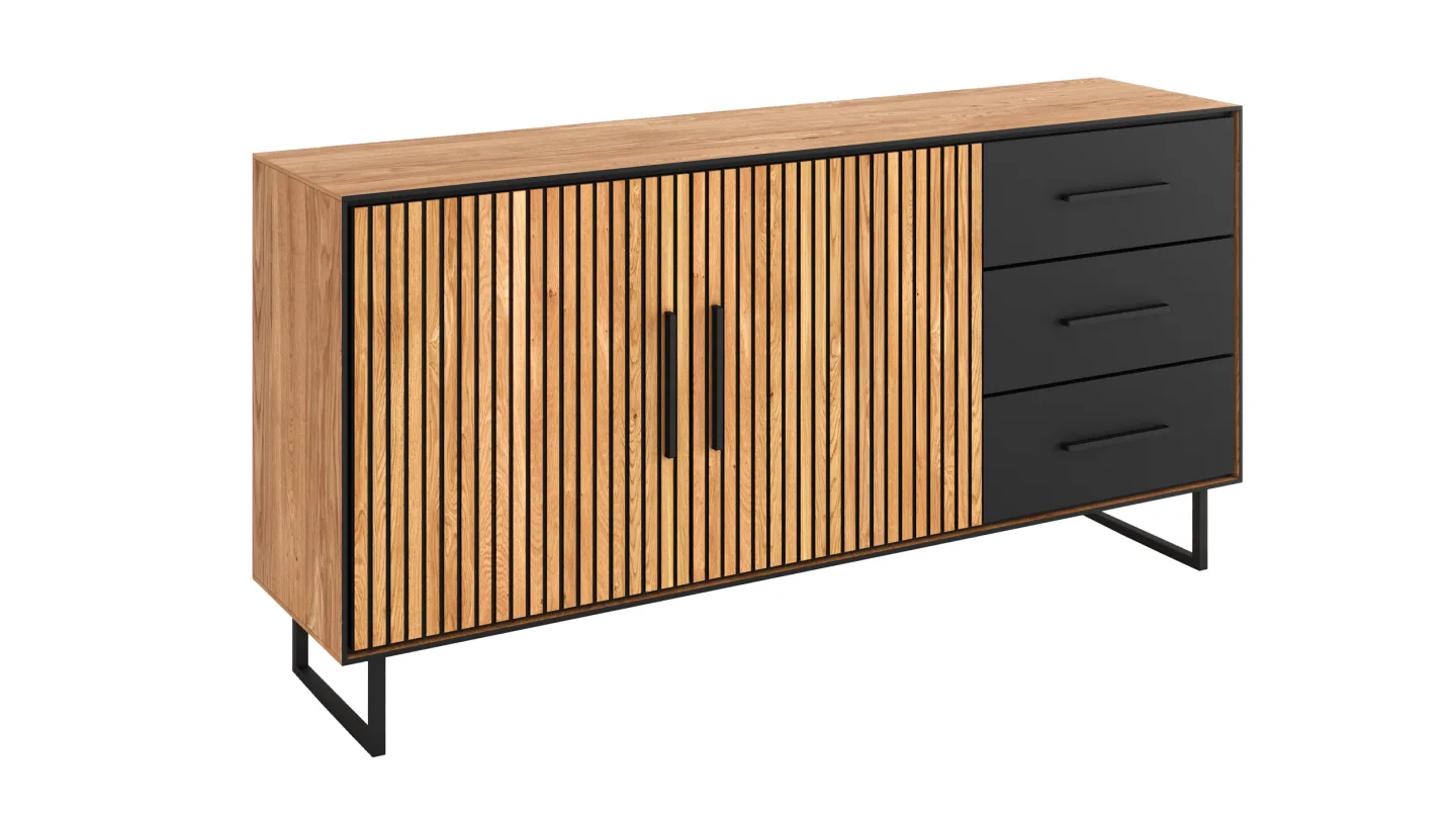 Sideboard mit Schubladen Eiche massiv geölt 163 cm - BELLA
