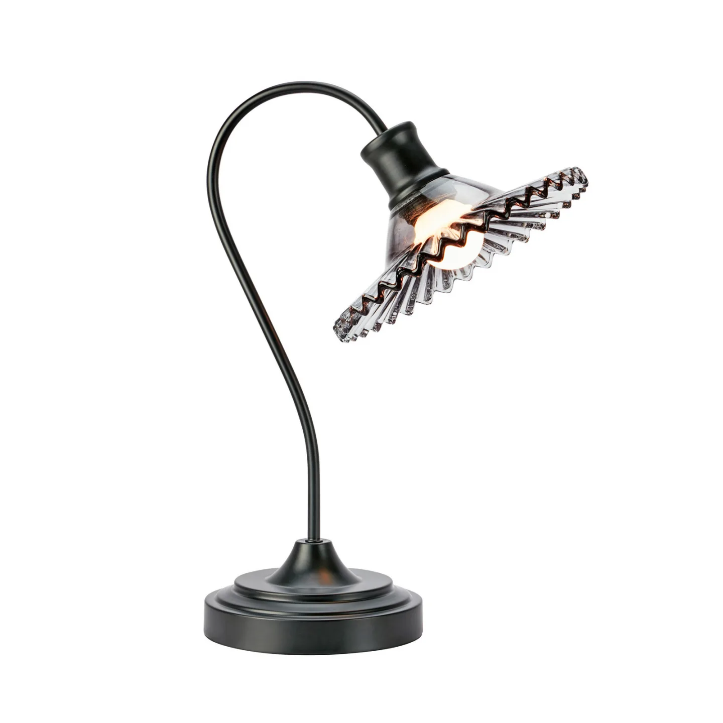 Nova bordlampe, sort, røget glas, højde 41,5 cm, E27 - Markslöjd - Stue - Metal - Med én lyskilde