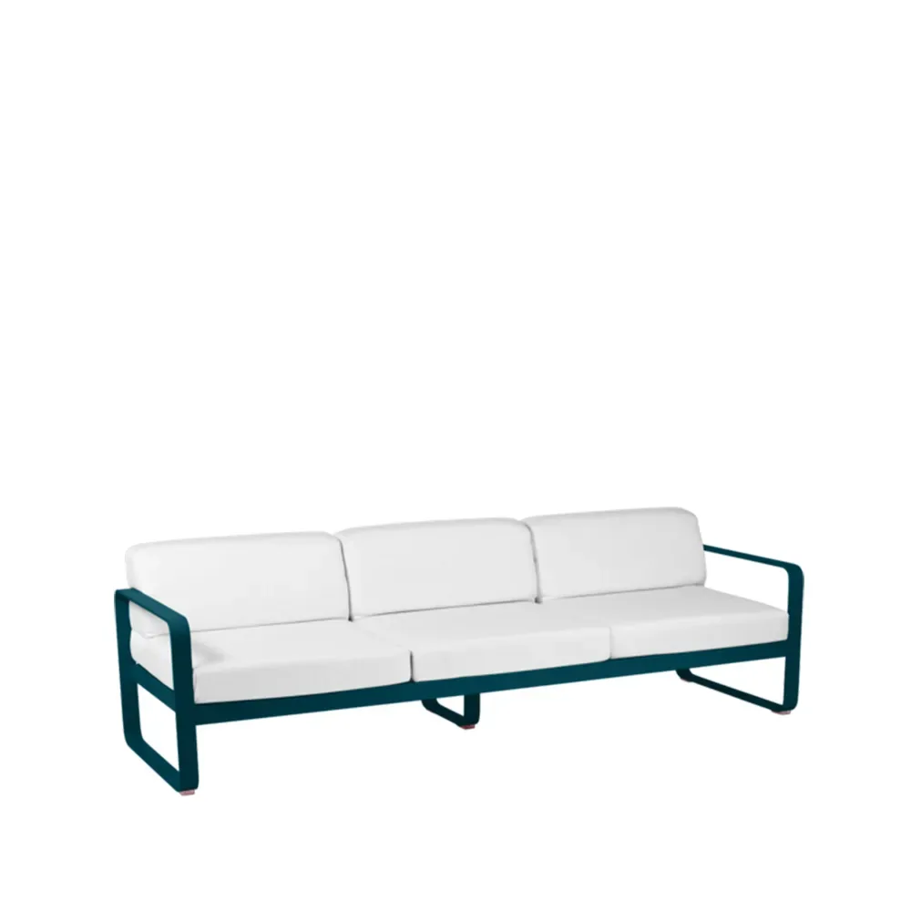 Fermob Bellevie soffa 3-sits Acapulco blue (blå), off-white dyna