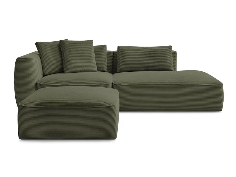 3er Sofa mit Hocker BOBOCHIC LEOPOLD Cord-Stoff hellgrün