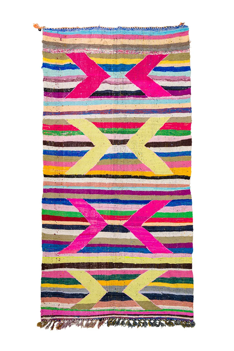 Marokkansk Boucherouite-teppe 135 x 260 cm (Størrelse: 135 x 260 cm)
