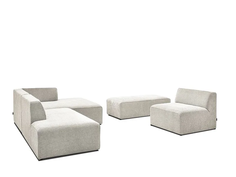 Sofa mit Hocker BOBOCHIC MEGEVE Stoff mit Textur beige