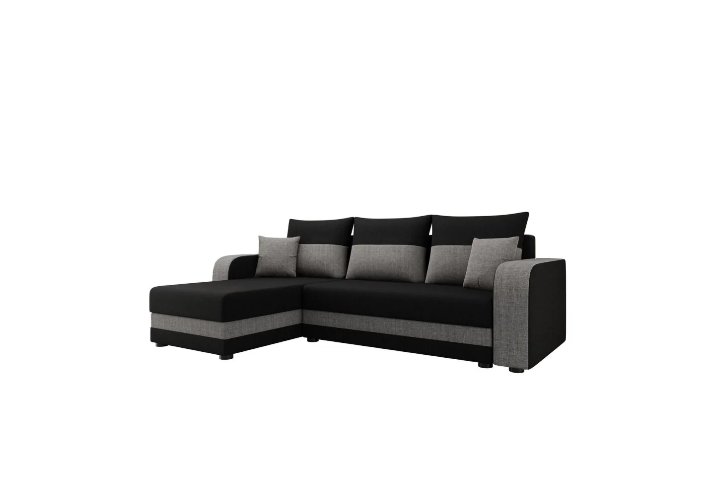 Hewlet Soffa med Divan 3-sits - Svart/Grå