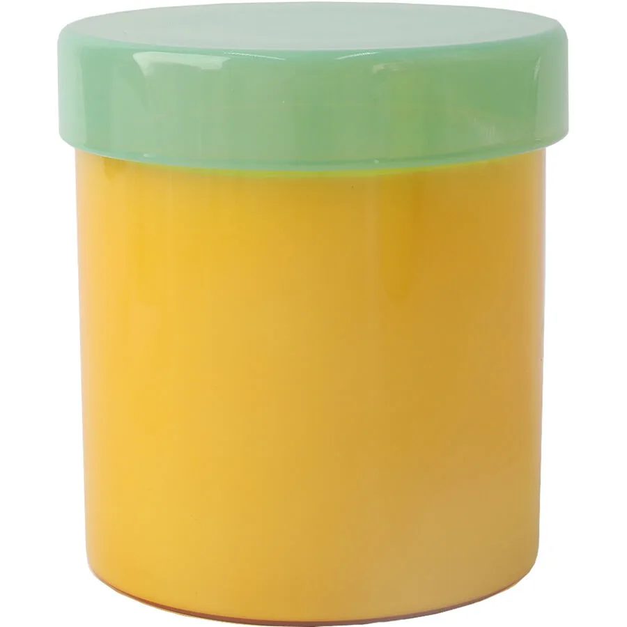 Kerze Grün/Gelb Glas/Wachs 10.2 cm - Farbe: gelb/grün