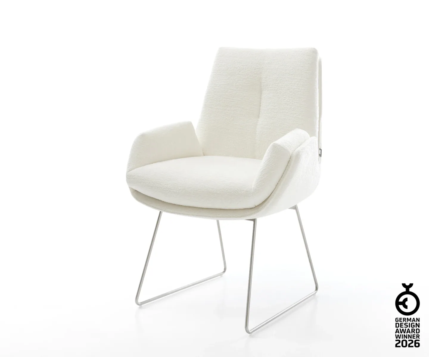 Esszimmerstuhl Clea-Flex Bouclé Soft Beige Kufengestell Edelstahl