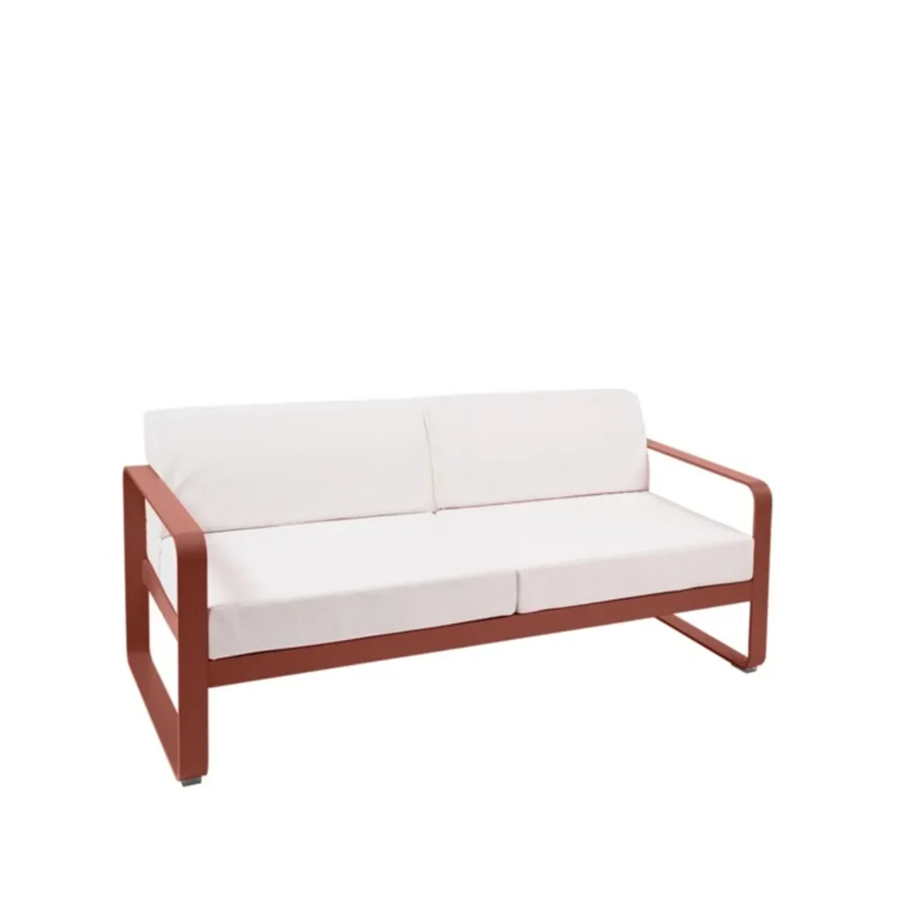 Fermob Bellevie 2-sits soffa Red ochre (röd), off-white dyna