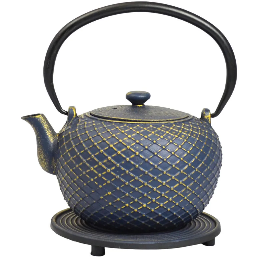 Teekanne Therese Blau/Gold Gusseisen 0.9 l