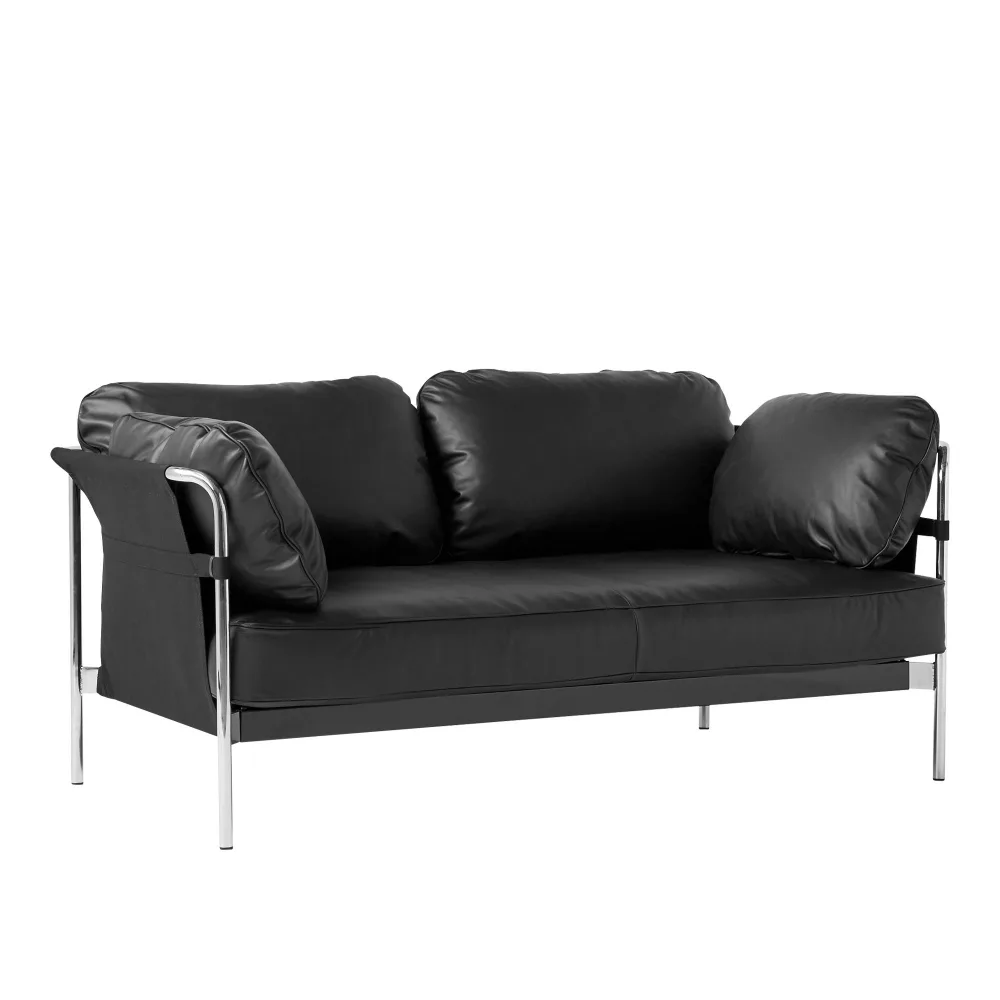 HAY - Can 2 Seater - Chrome Base - Black Canvas - Cat.6 - Sense Black - Soffor - Ronan & Erwan Bouroullec - Svart