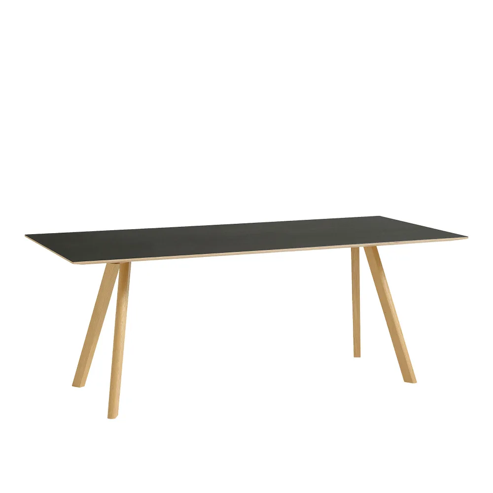 HAY - CPH30 2.0 Table Lacquered Oak Frame L200 X W90 X H74 Black Linoleum Tabletop Lacquered Edge - Matbord - Ronan & Erwan Bouroullec - Svart - Trä
