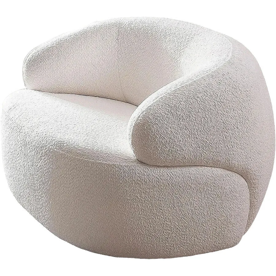 Sessel Manja Weiss Bouclé Stoff B 88 T 89 H 69 cm