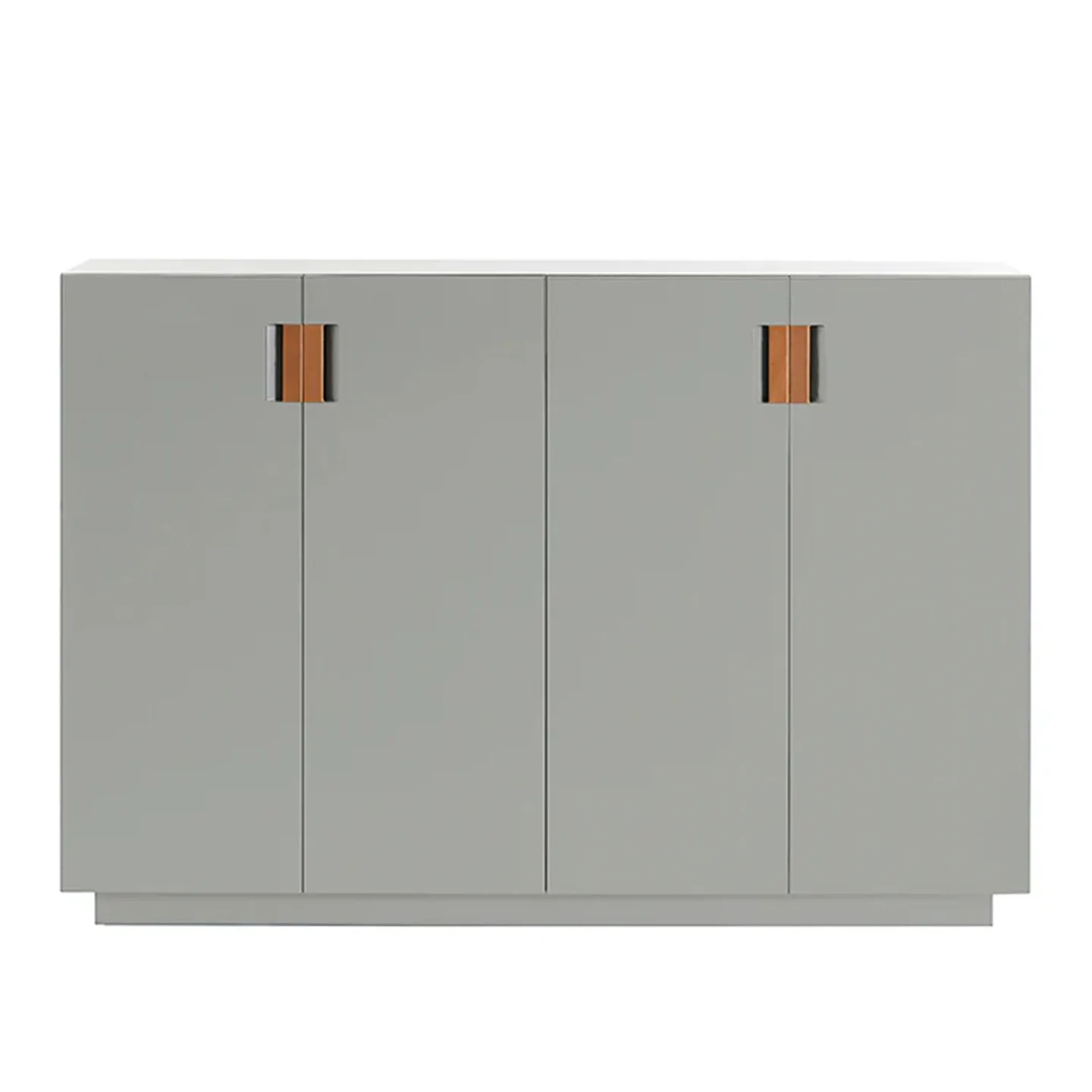 Asplund - Frame 160 Medium Covered Doors - Light Grey / Cognac Leather - Skåp och vitrinskåp - Anya Sebton & Eva Lilja Löwenhielm 2011 - Grå - Läder