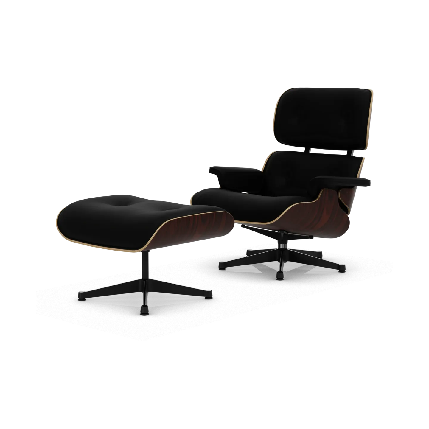 Vitra Eames Lounge Chair & Ottoman new dimensions 66 Nero-05 santos palisander-pol. steel-black