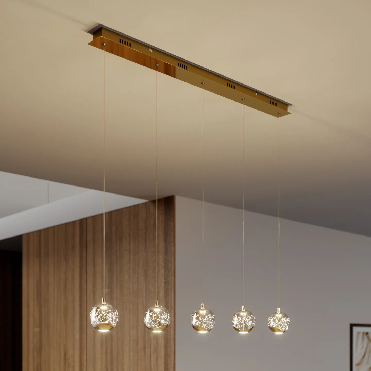 Hayley 5 Line Taklampa Clear/Gold - Lucande - Vardagsrum - Modern - Glas - Med flera ljuskällor
