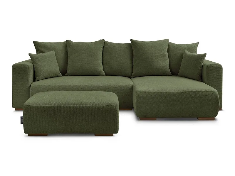 Ecksofa mit Hocker BOBOCHIC SIDONIE Stoff chiniert grün