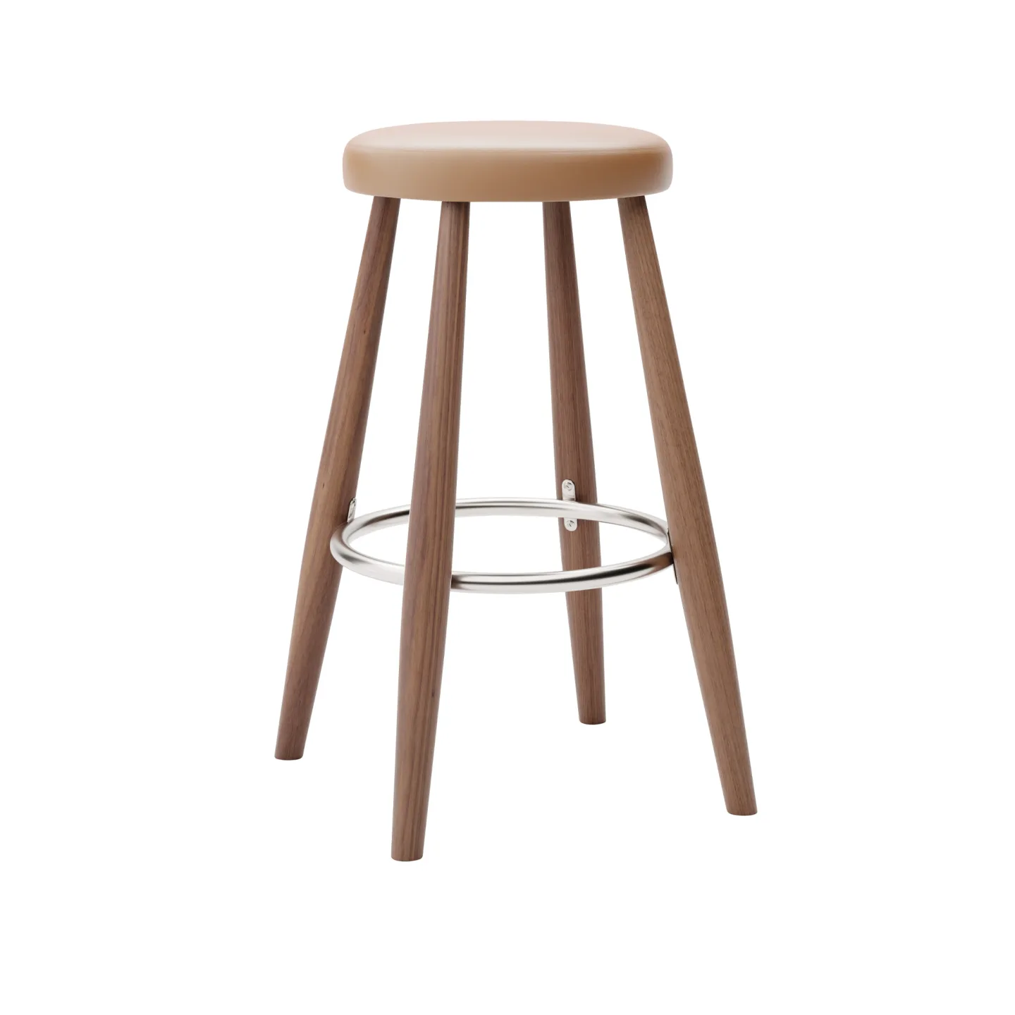 Carl Hansen - CH58 Low Stool, Oljad Valnöt, Lädergrupp C Sif - 95 - Barstolar - Hans J. Wegner - Träfärgad - Läder/Metall/Trä