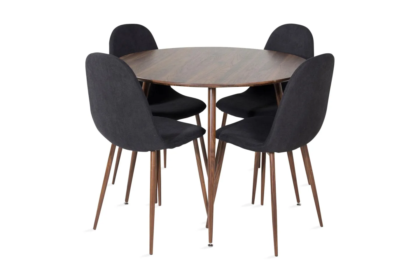 Ridones Matgrupp 100 cm Rund inkl 4 Ypas Stolar - Brun/Svart