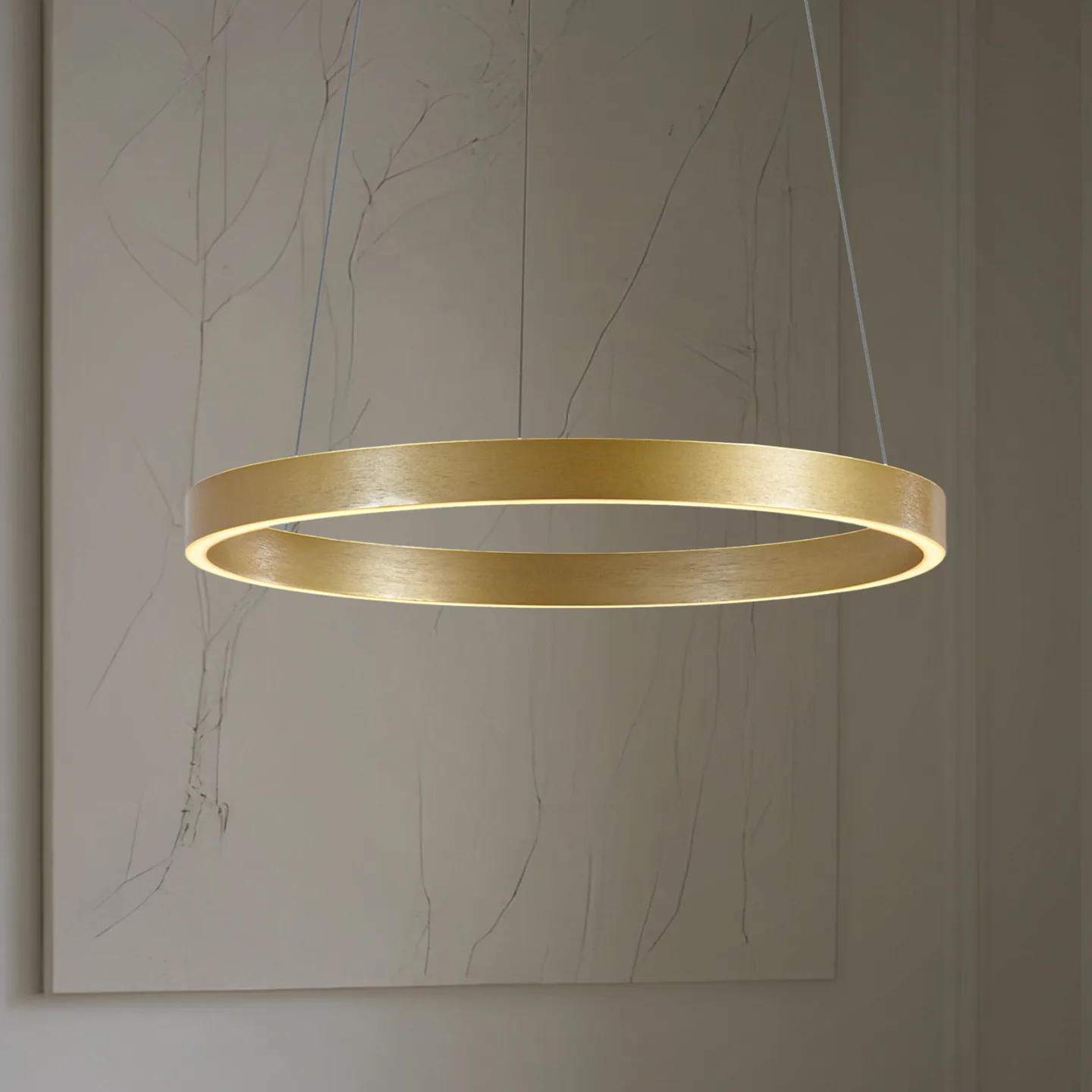 Yonam LED-Hängeleuchte, Ø 60 cm, 1-flg., gold, CCT - Lucande - Esszimmer - Modern - Metall - Einflammig