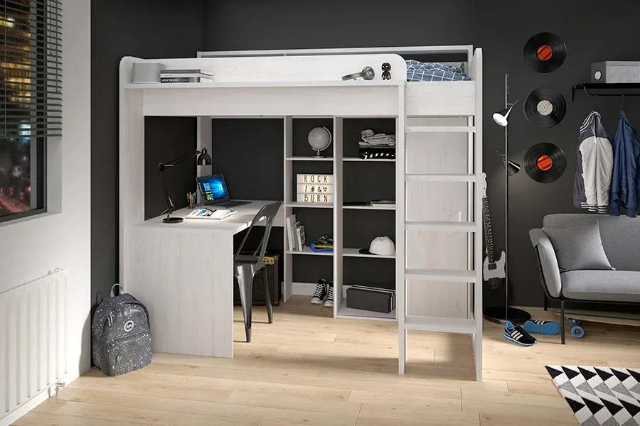 Drømmerom - Higher Loftseng med skrivebord og garderobe 90x200