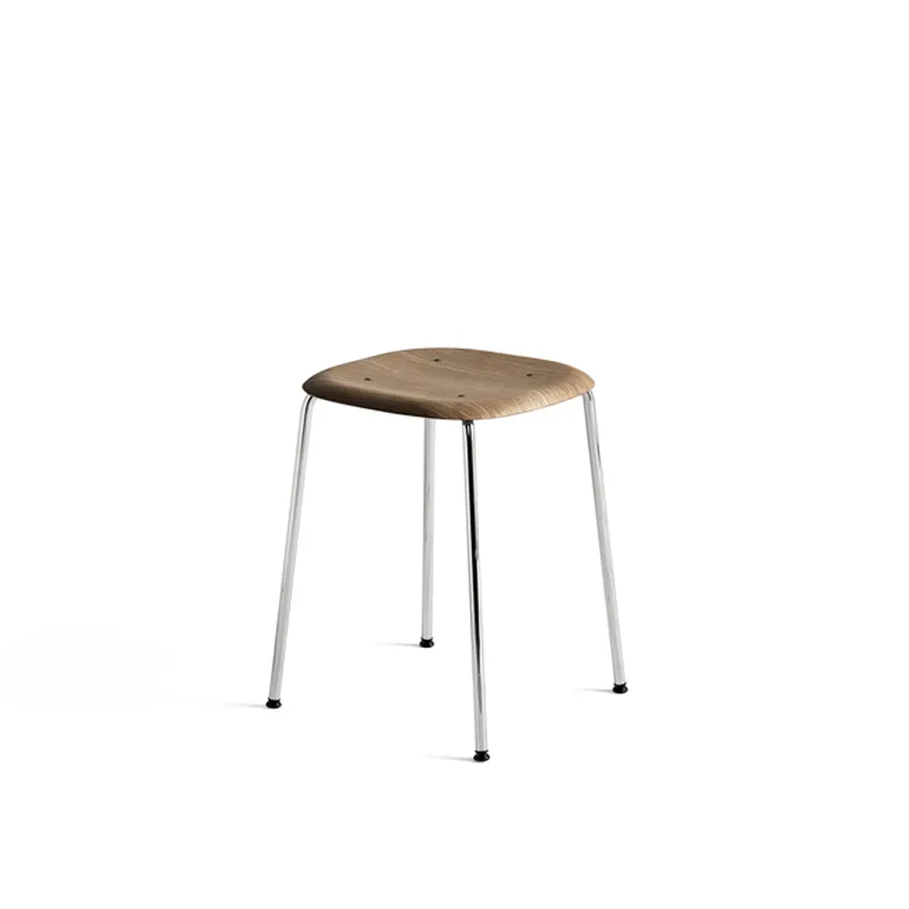 HAY Soft Edge 70 Hocker Geräucherte Eiche-Chromgestell