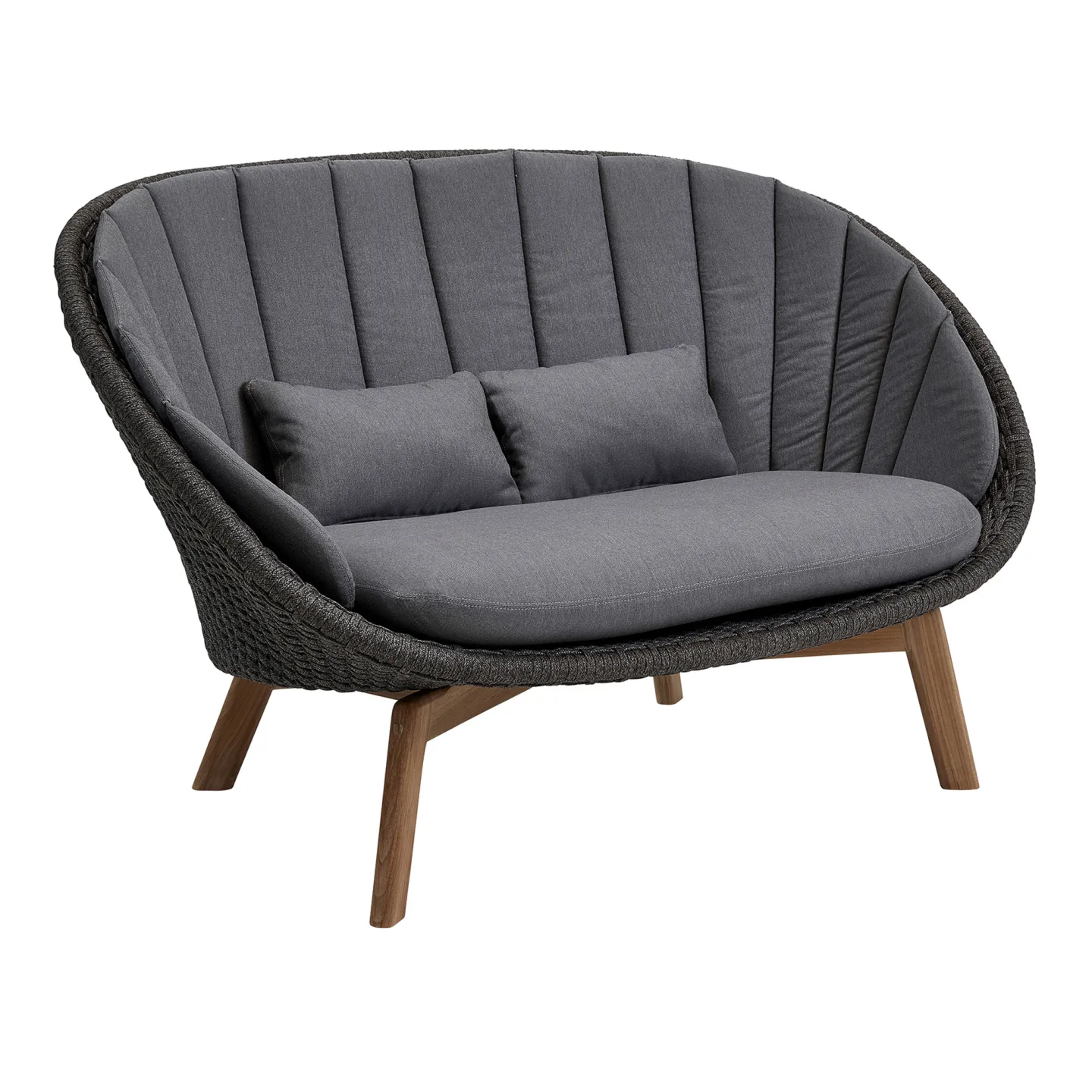 Cane-Line - Peacock 2-seater, Incl. Cushion, Grey, Grey Cane-Line Natte - Soffor utomhus - Foersom & Hiort-Lorenzen MDD