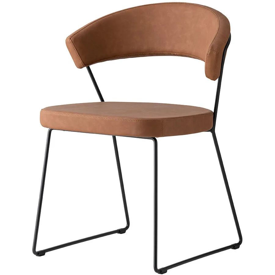 CONNUBIA Schalenstuhl 2er-Set New York mocca / schwarz Metall / Polyurethan B 52 cm