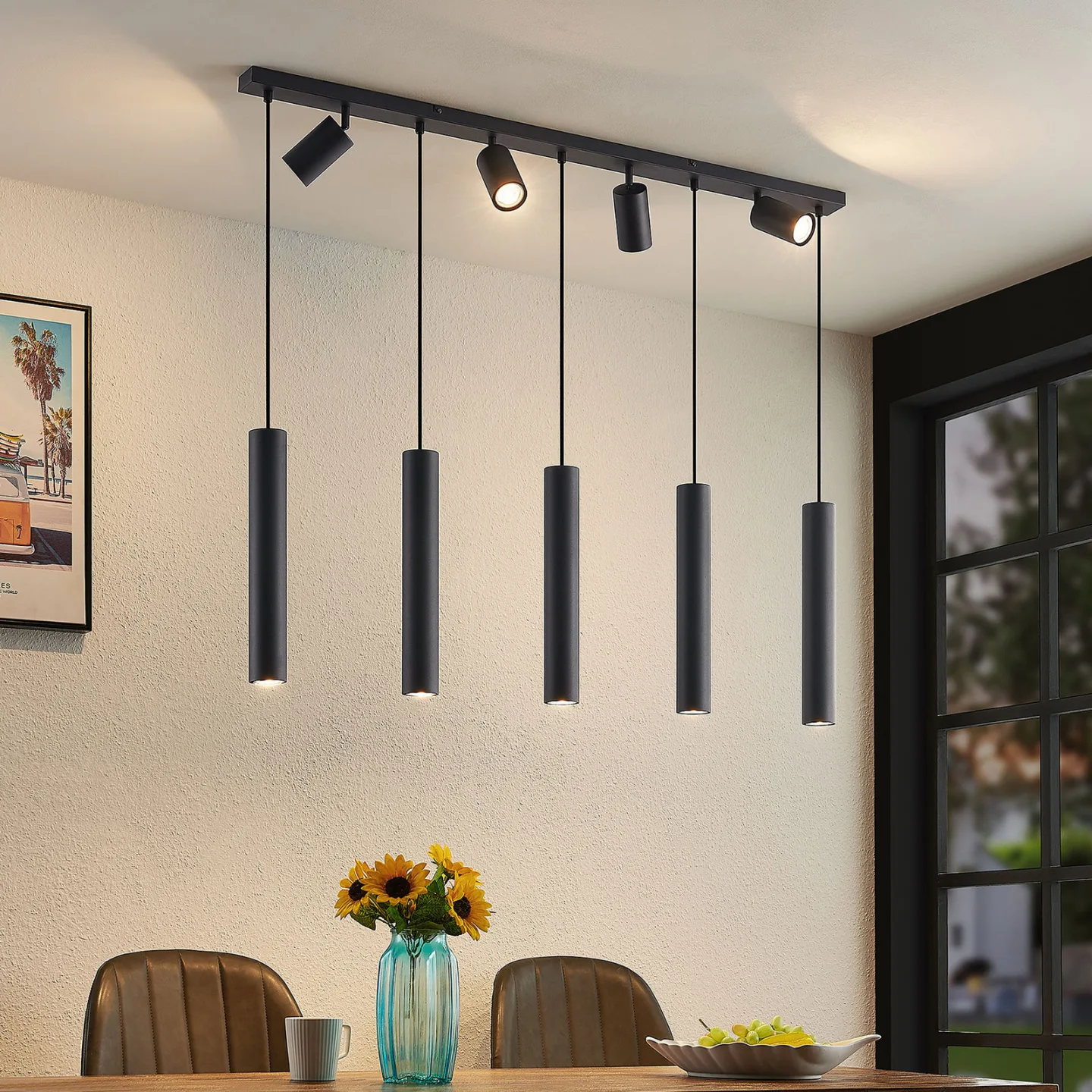Sanad pendellampe L116 Sand Black - Lindby - Stue - Moderne - Metal - Med flere lyskilder