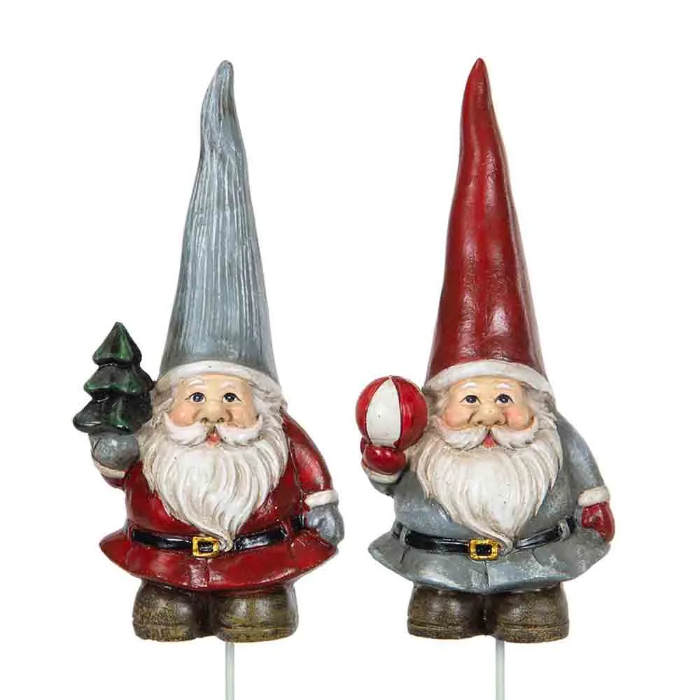 Tomte stick 2 pack Röd/Grå 10 cm