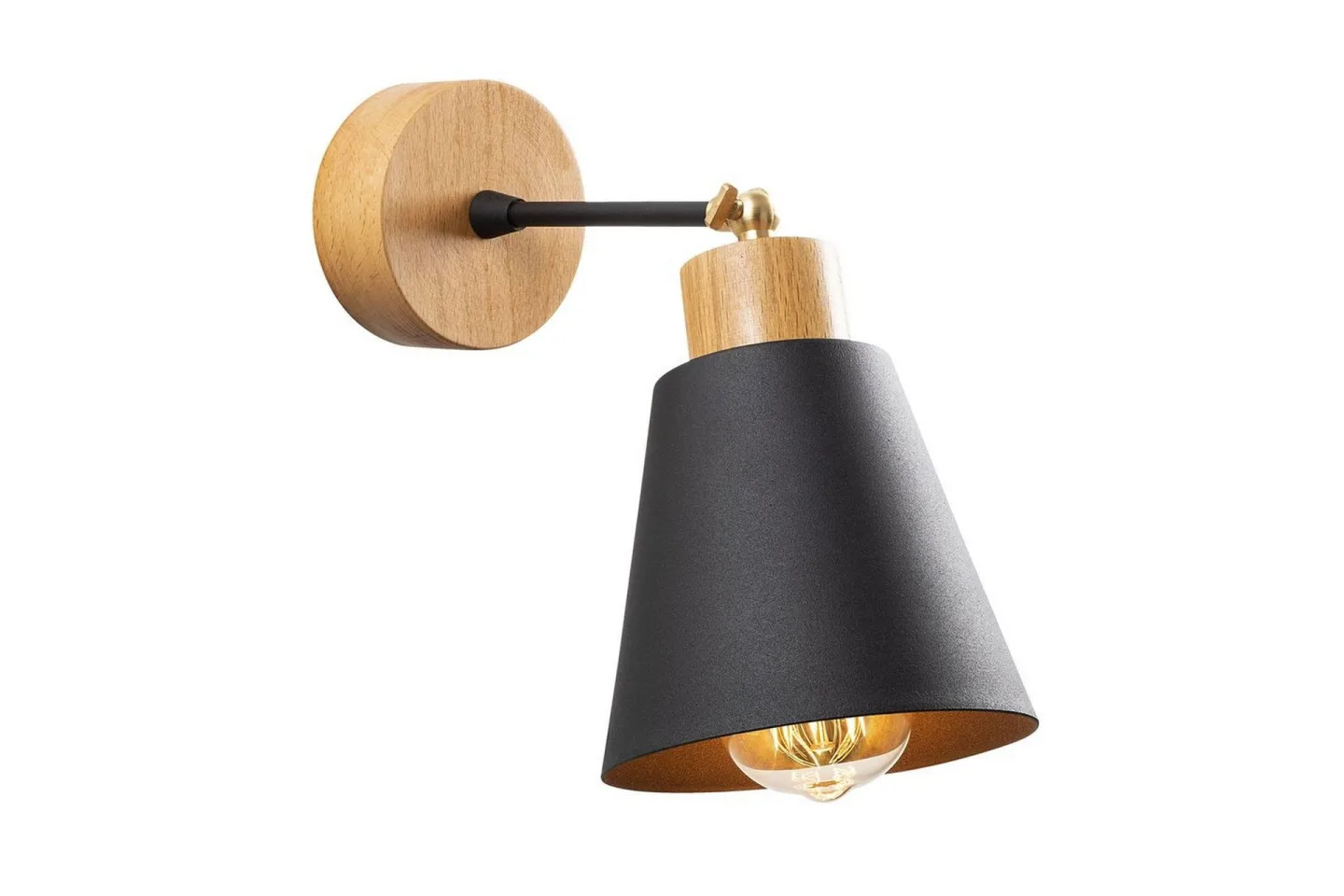 Vägglampa Sudalwani Svart / Ek - Svart / Ek